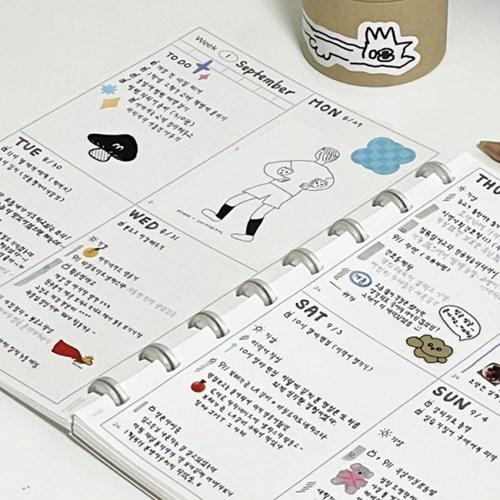 [W063]GRAB THE PEN WEEKLY (A5 버섯노트 8공 속지)