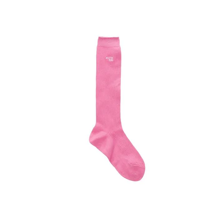 SMALL LOGO SILKET HALF SOCKS IN PINK