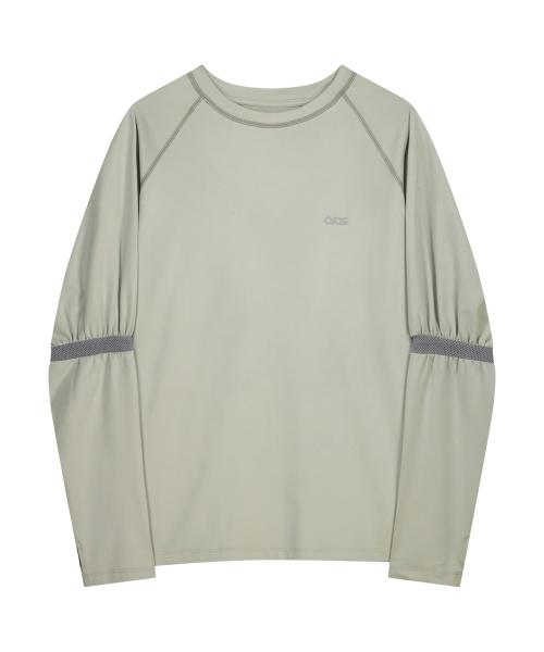 Mesh Band Puff Sleeve / Mint Grey