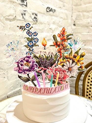마이레이디 핸드 드로잉 꽃다발 케이크 토퍼 어버이날 카네이션 생일 제작