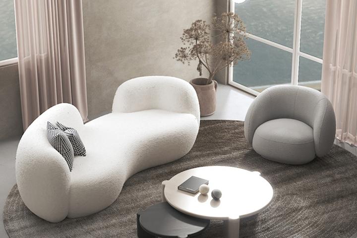 MJBS047 모던 라운드 소파 울 벨벳 패브릭소파 3size 6color