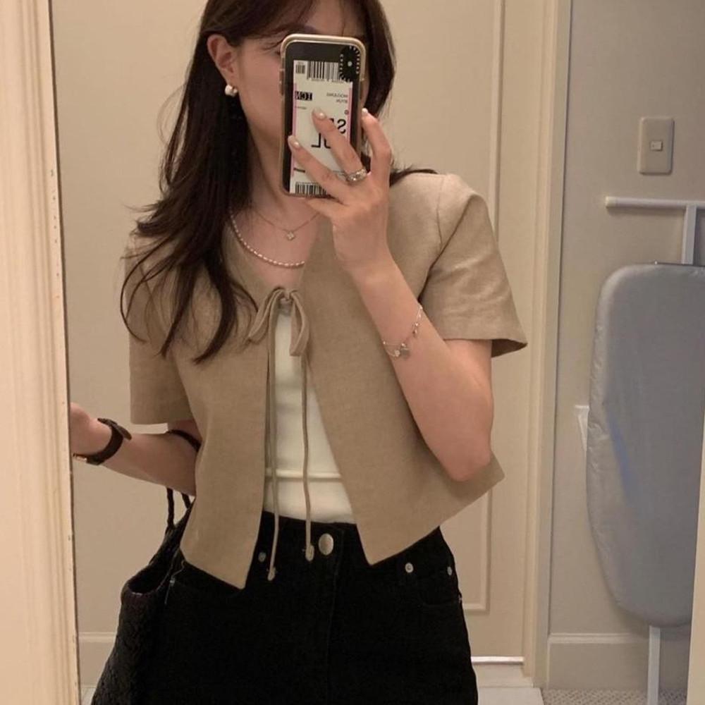 프리티영띵 리본 린넨 나나 반팔 자켓 pyt 프영띵
