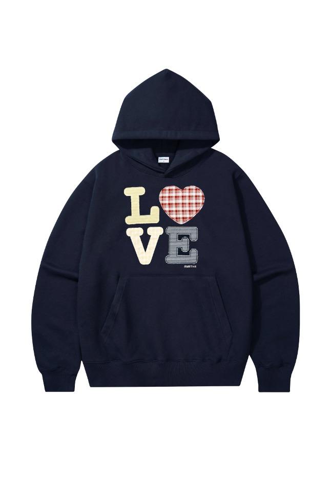 [9월 26일 예약발송] 헬로 월드 패치워크 LOVE 후드티_네이비