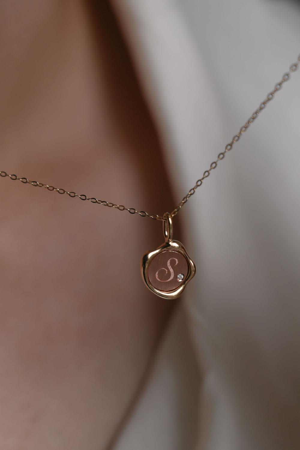 14k initial seal two tone pendant