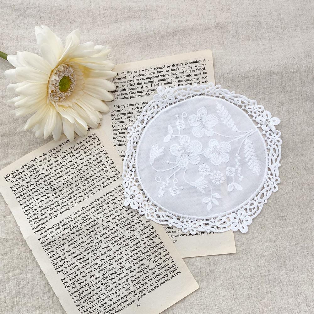 플라워 자수 레이스 매트 티코스터 도일리 컵받침대