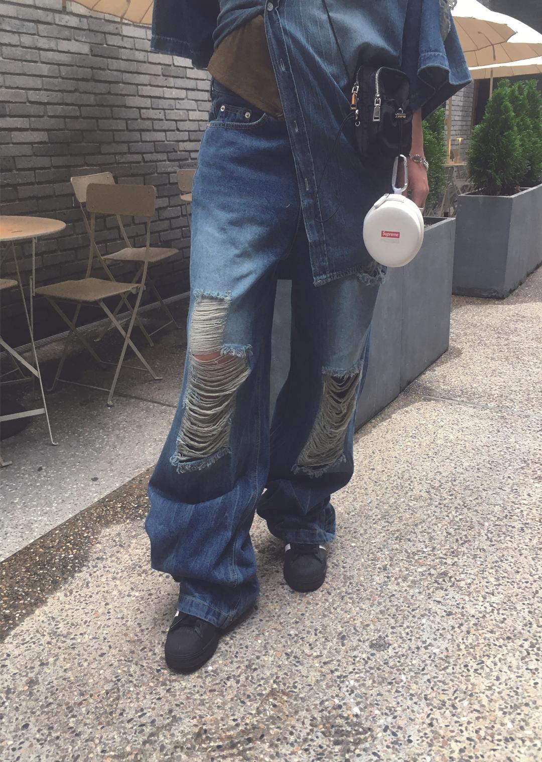 Grunge Mens Denim pants Deep Blue
