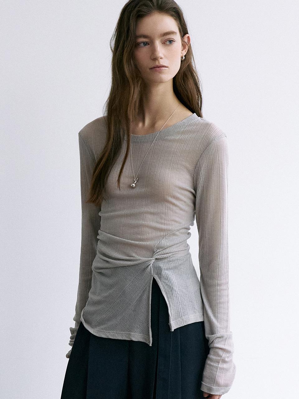 comos 1673 twisted slit T-shirt (pale grey)