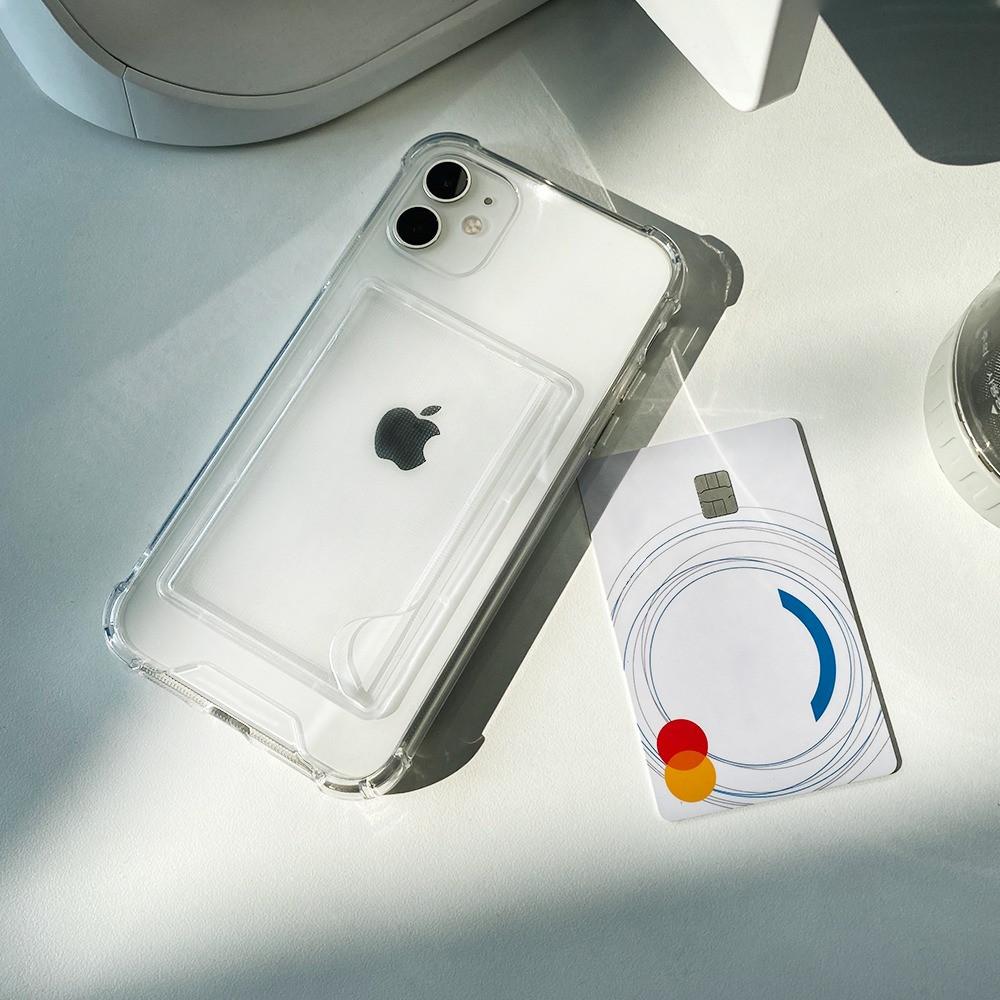 아이폰12케이스 카드수납 프로 심플투명 슈퍼탱크