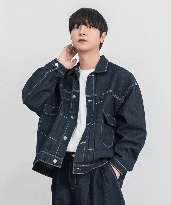 앱솔 핀턱 오버핏 청자켓