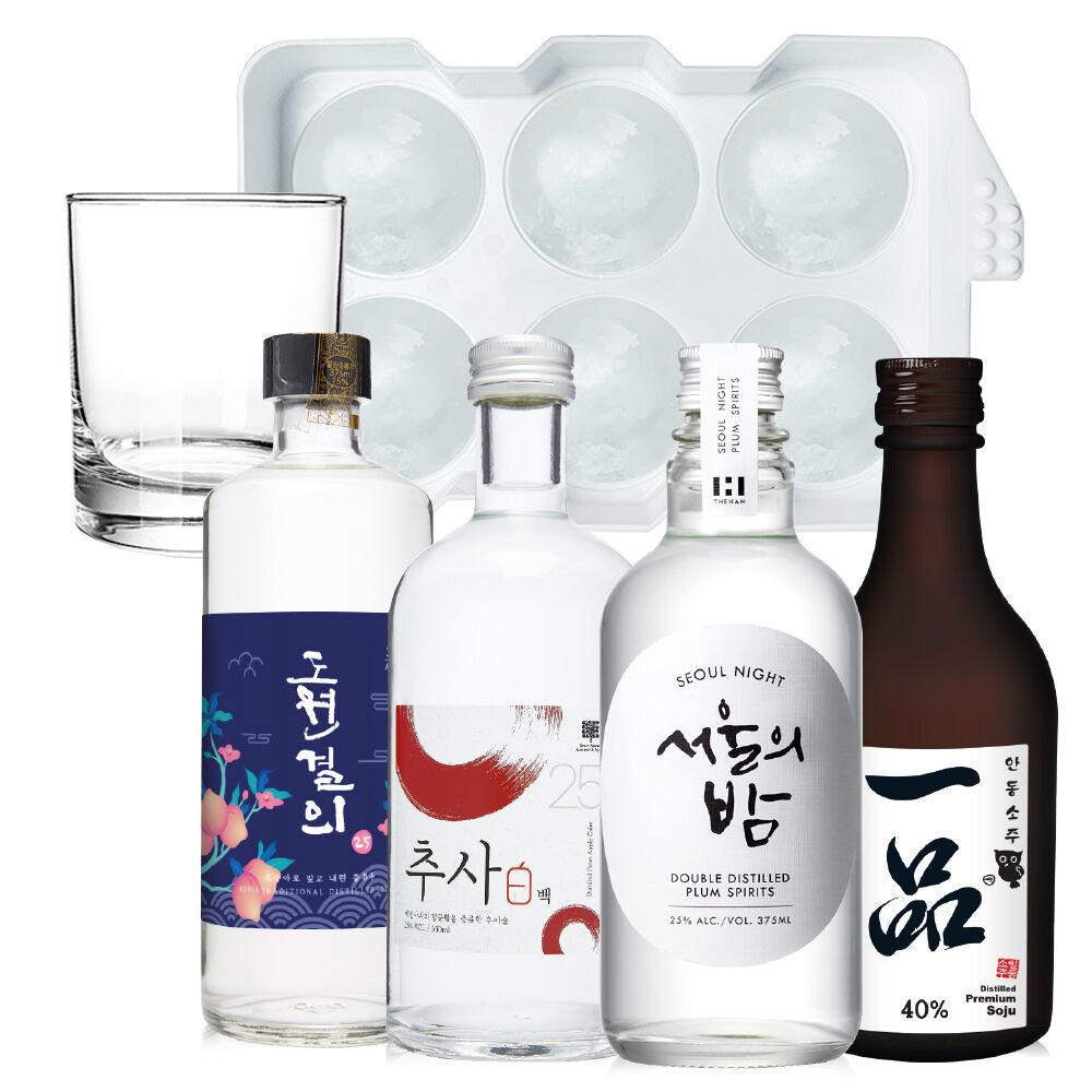 온더락전통주세트/서울의밤,일품40,추사백25,도원25/얼음틀,잔증정
