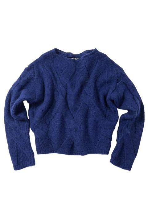 Alpaca Classic Cable  Sweater, Cobalt