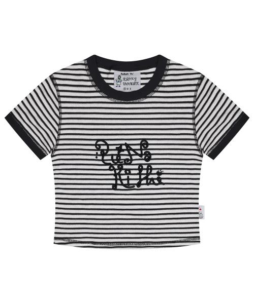 WXT040 큐피드 스트라이프 숏슬리브 (BLACK)