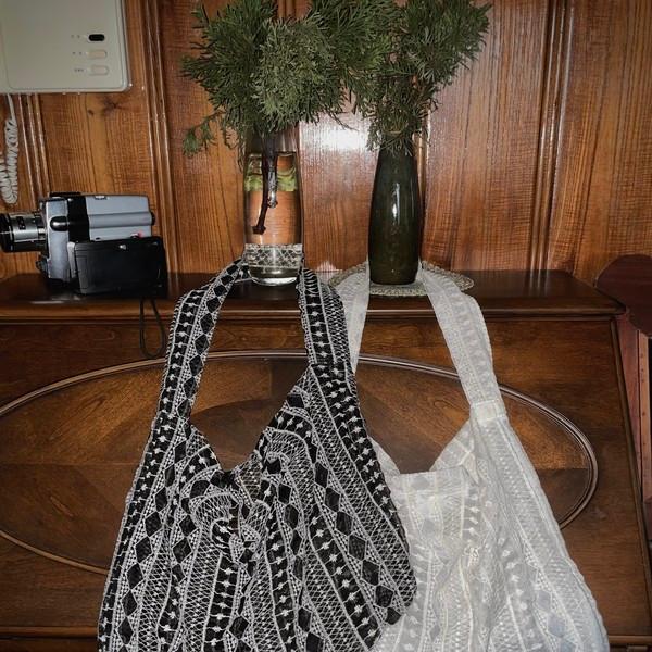 (2color) 보헤미안 레이스 소프트 숄더 에코백