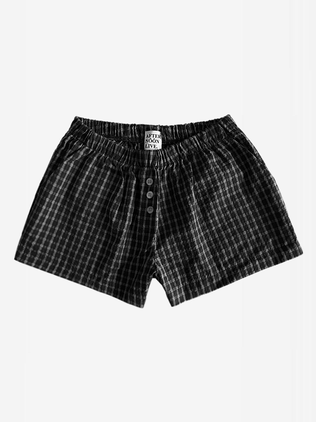 90's Check Seersucker Shorts (Black)
