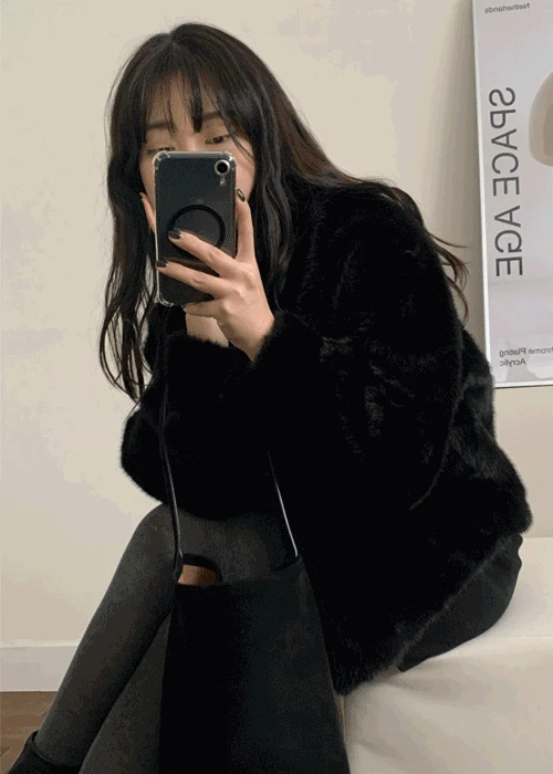 [털빠짐X/페이크퍼] 하이넥 밍크 카라 무스탕 자켓 코트 3color - JK