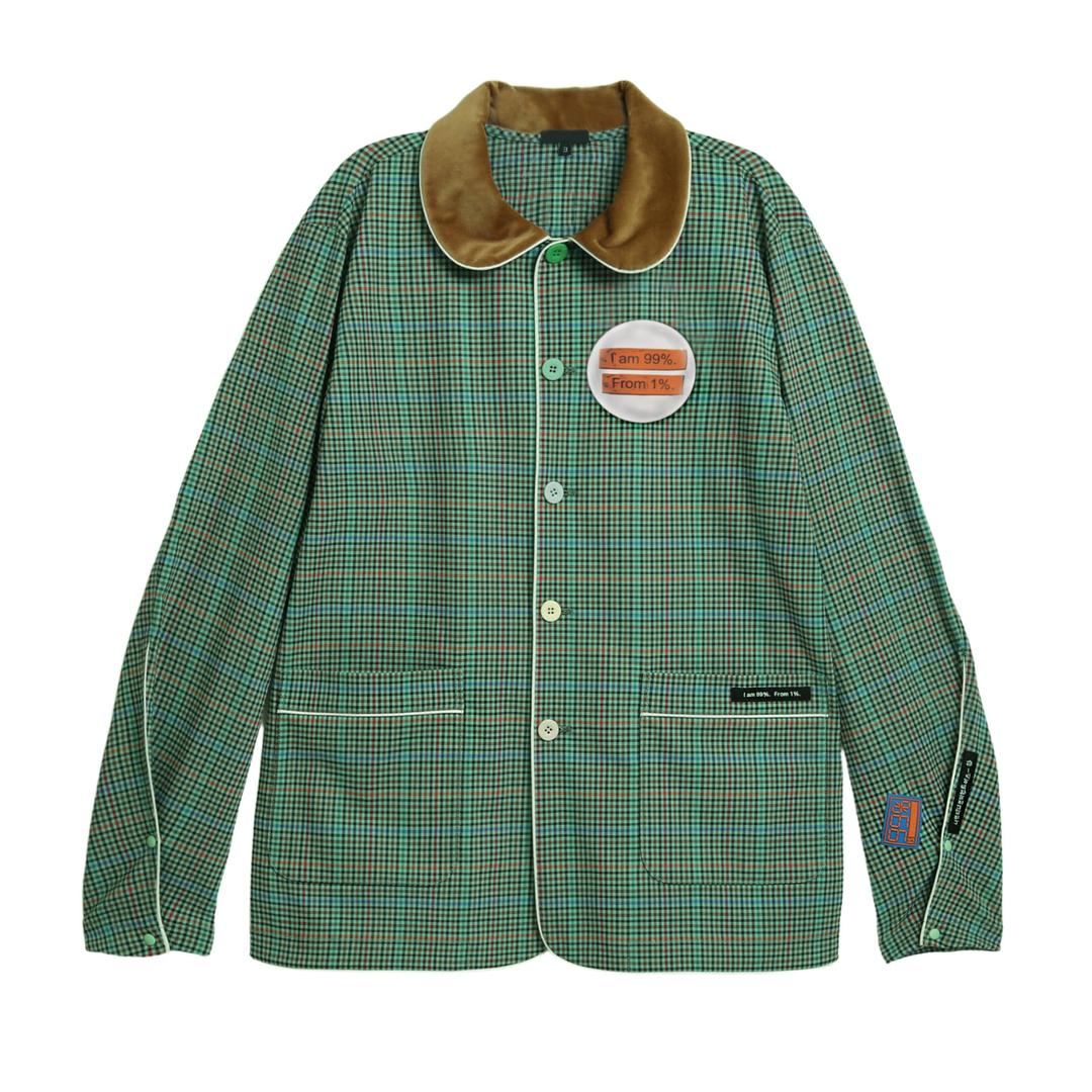Twist Line Check Pajama Shirt (Green)