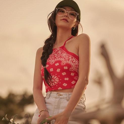 위크나인 반다나 홀터넥 크롭 민소매 나시 티 비치웨어 - 수영복/비치웨어 | 쿠팡