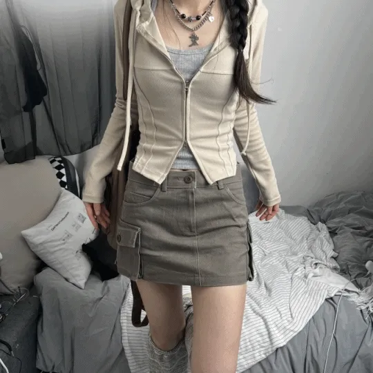 honey two way hood zip up