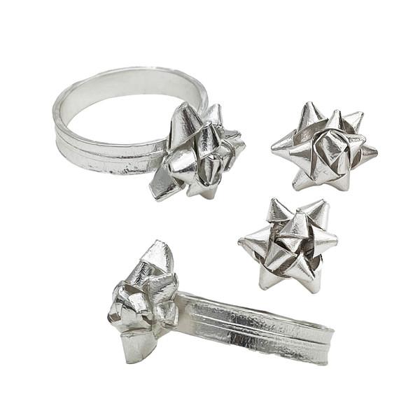 ribbon byeol set ( ring & earrings )