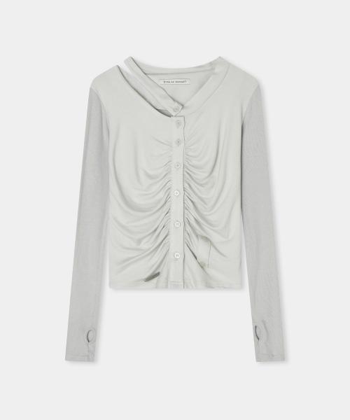 에트오소메(ETRE AU SOMMET)  컷 아웃 립 가디건 (그레이쉬) - 사이즈 & 후기 | 무신사