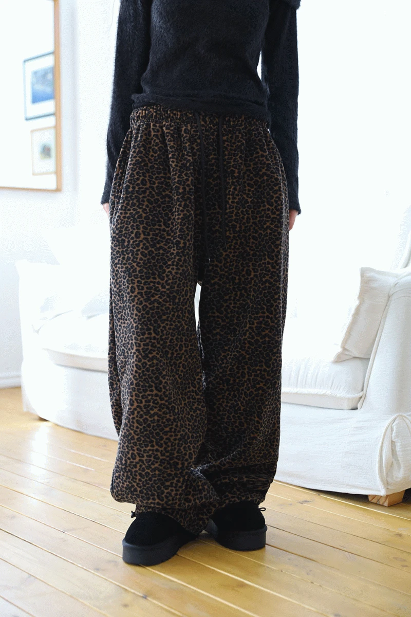 [MD PICK] 후리스 레오파드 밴딩 팬츠