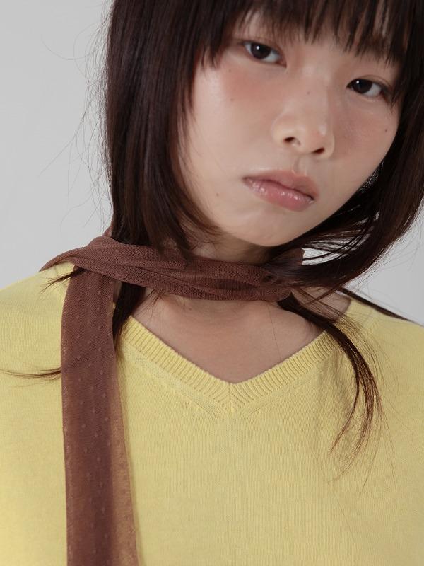 dot mesh long scarf - terracotta