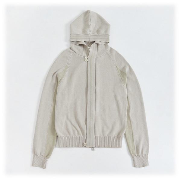 TWO-TONE KNIT HOODIE (OATMEAL)