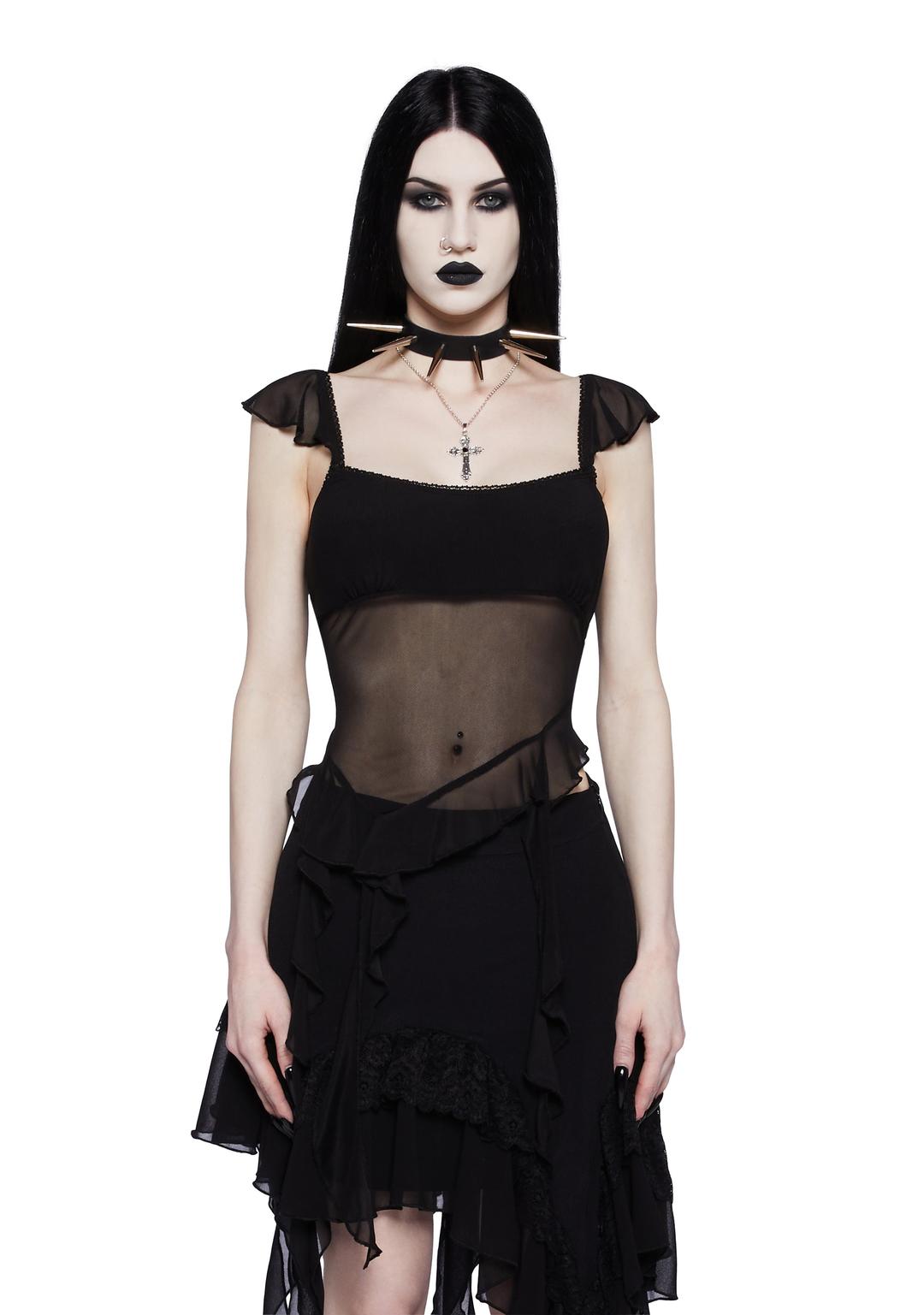 Veiled Longing Cami Top - BLACK / XX-Small