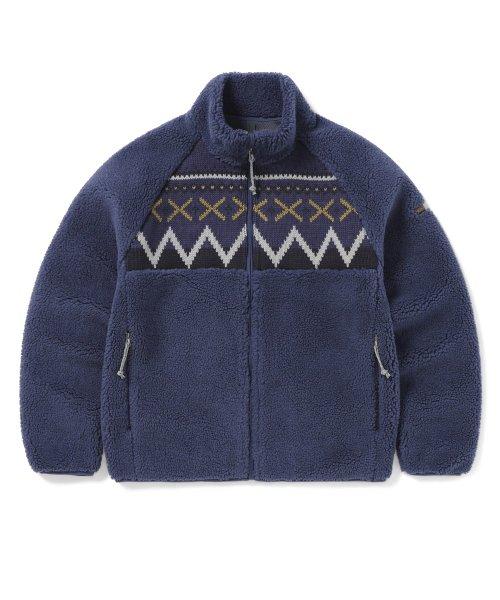 Knit Paneled Fleece Jacket Purple