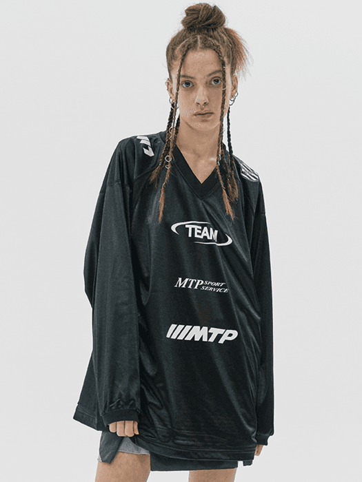 MESH MIX JERSEY TOP / BLACK