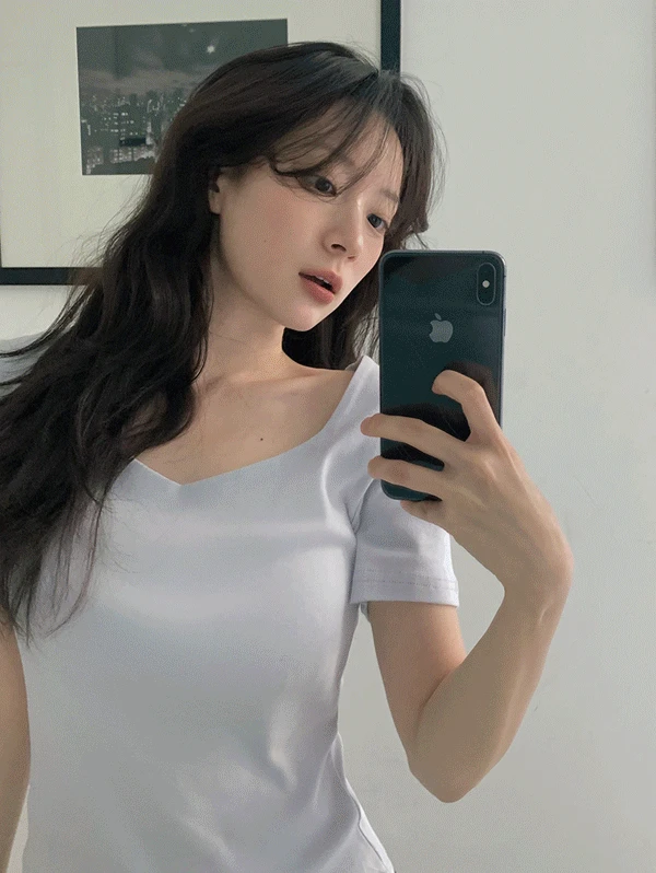 [No.1깔끔티/주말까지 10%할인] #SLOWMADE. 퓨어플레인 스퀘어넥 티셔츠 - 4 color