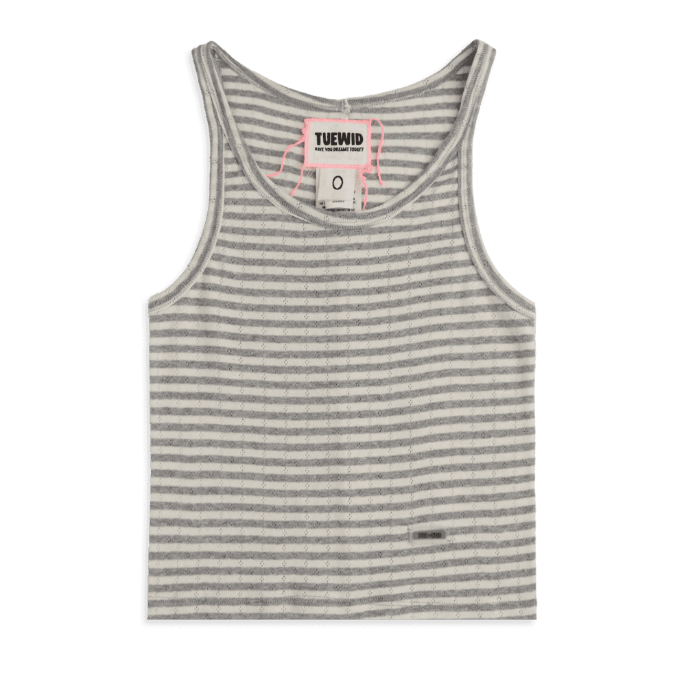 Ribbed sleeveless tank top in melange stripe