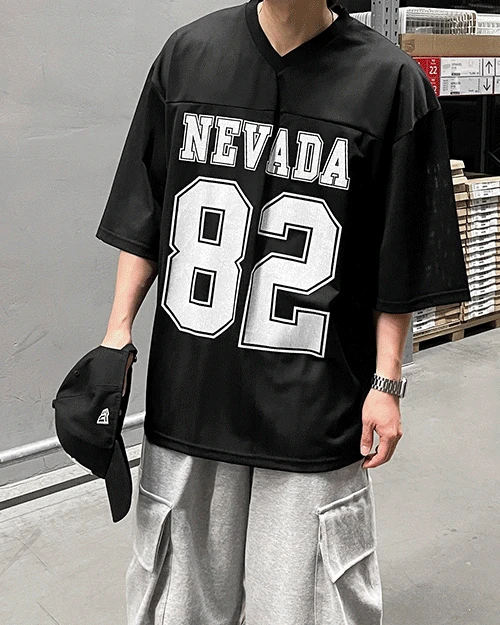 [자체제작] 넘버링 럭비 매쉬 박시 반팔 (4 color)