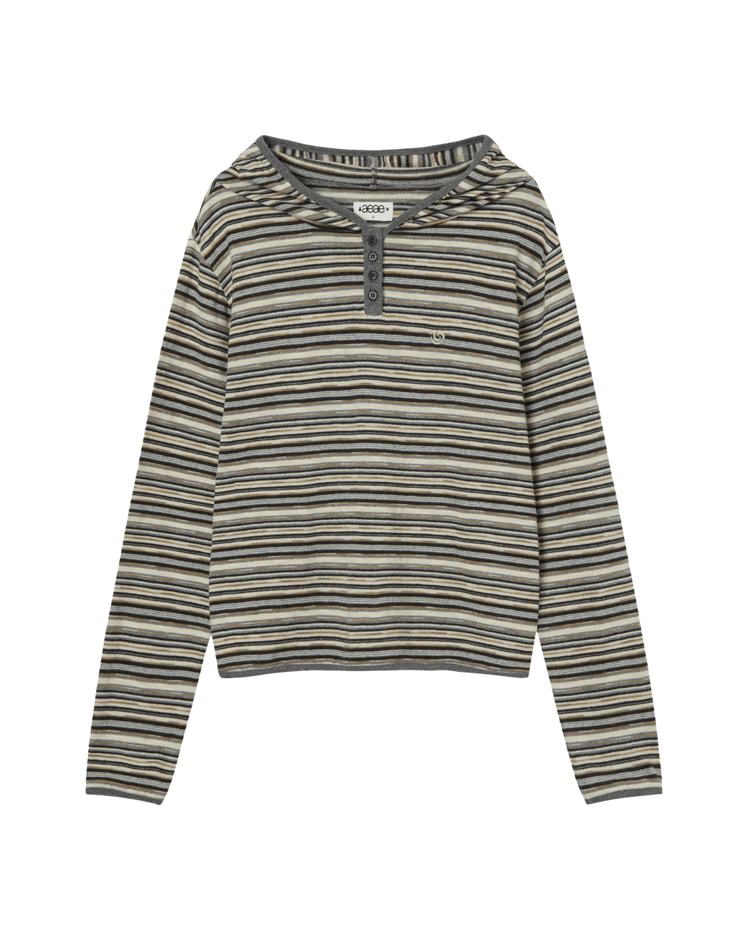 STRIPE KNIT HOODIE [BEIGE]