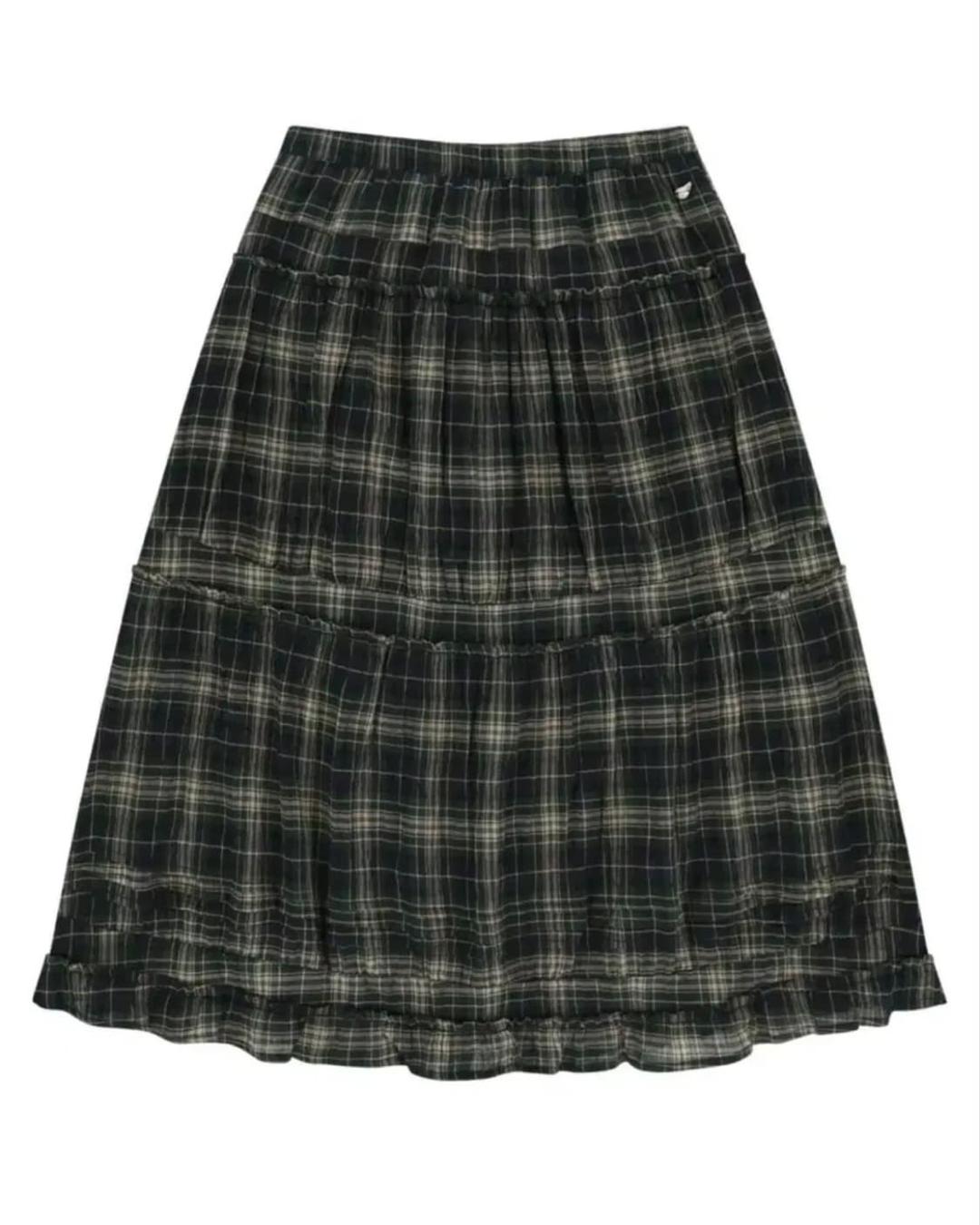 코이세이오 셔링 미디 스커트 체크 | 후루츠패밀리