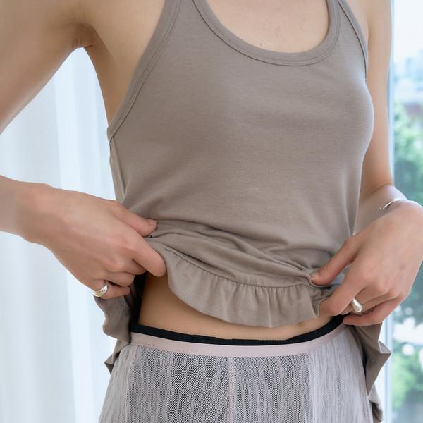 frill hem halter top (mocha)