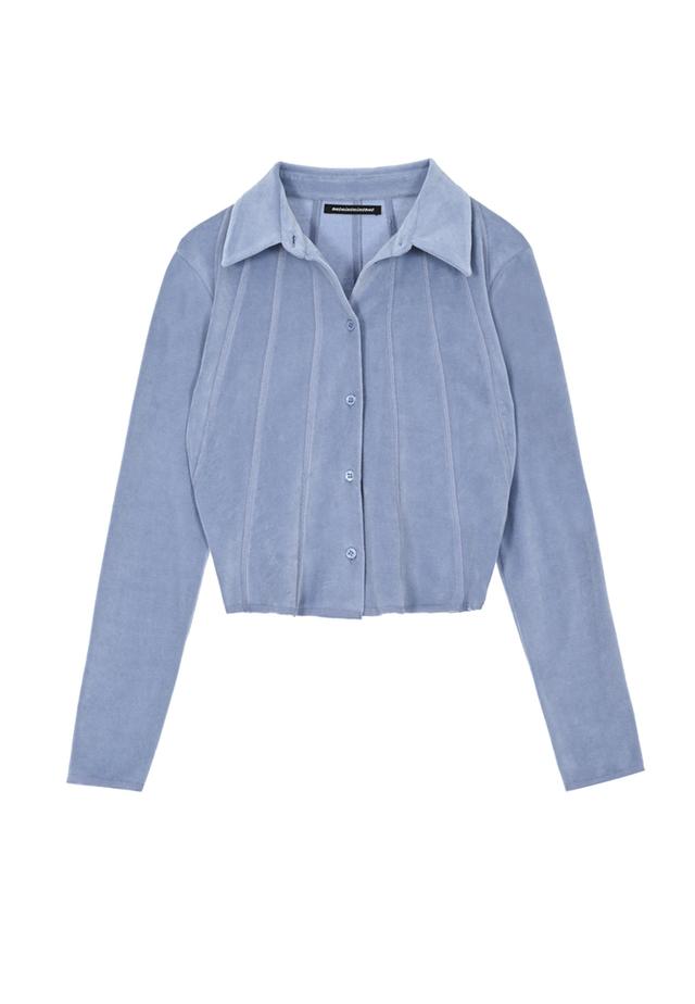VELOUR STITCH TOP_ASH BLUE
