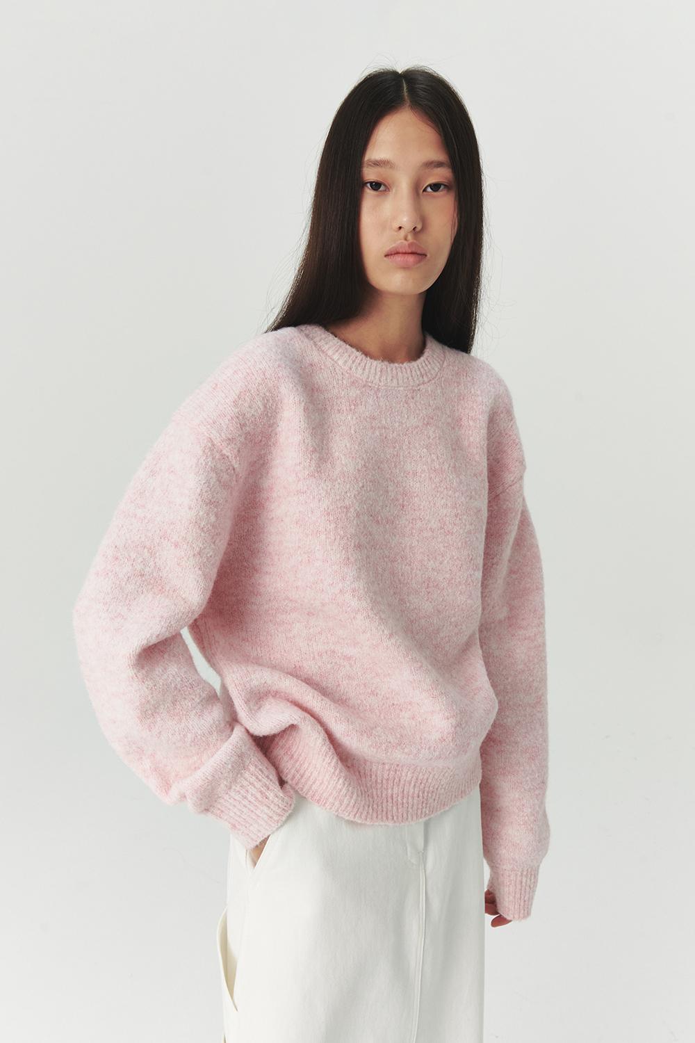 [Shipping 10/13] Pullover Round Wool Knit - Sherbet Pink