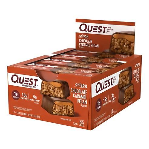 퀘스트뉴트리션 히어로 프로틴 바 크리스피 초콜릿 카라멜 피칸 맛, 60g, 12개 - 프로틴바 | 쿠팡