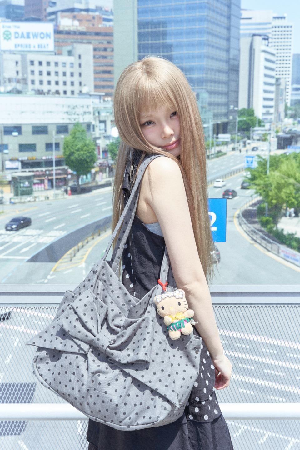 [4th]Ribbon bag (Dot-gray)