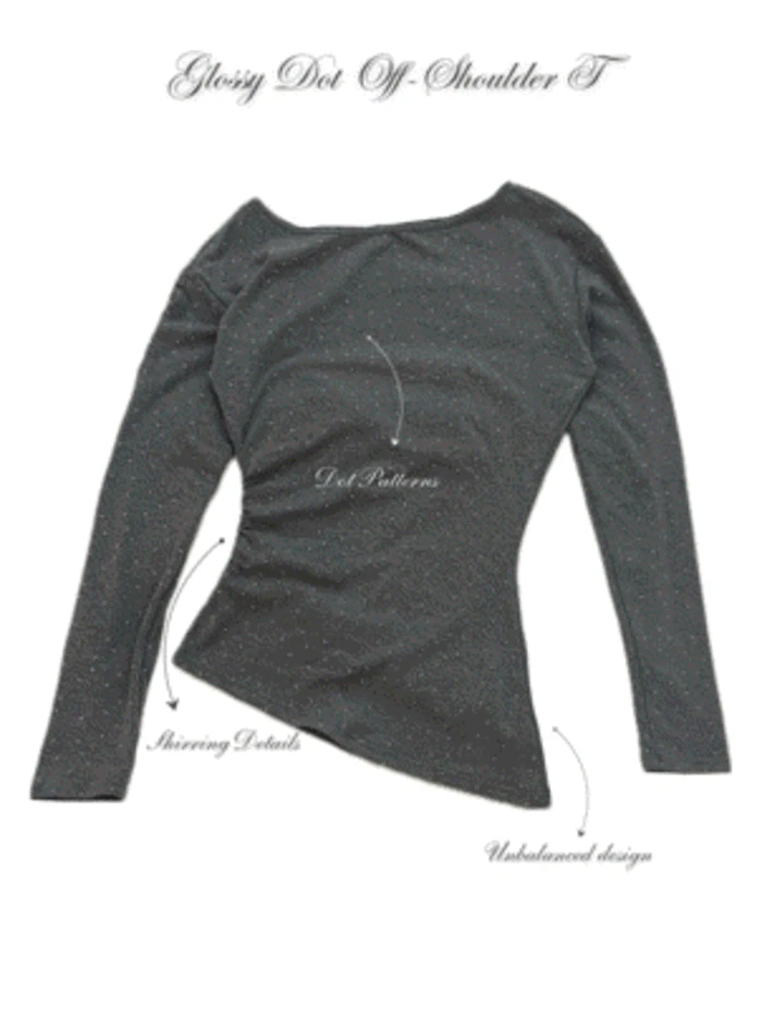 Glossy Dot Off-Shoulder T