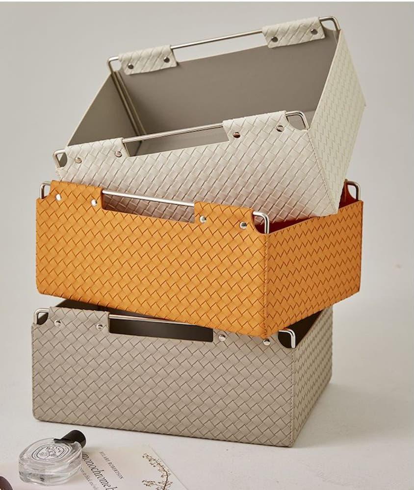 히포슈슈 가죽 메탈 짜임 소품 현관 거실 화장품 정리함 수납함 보관함