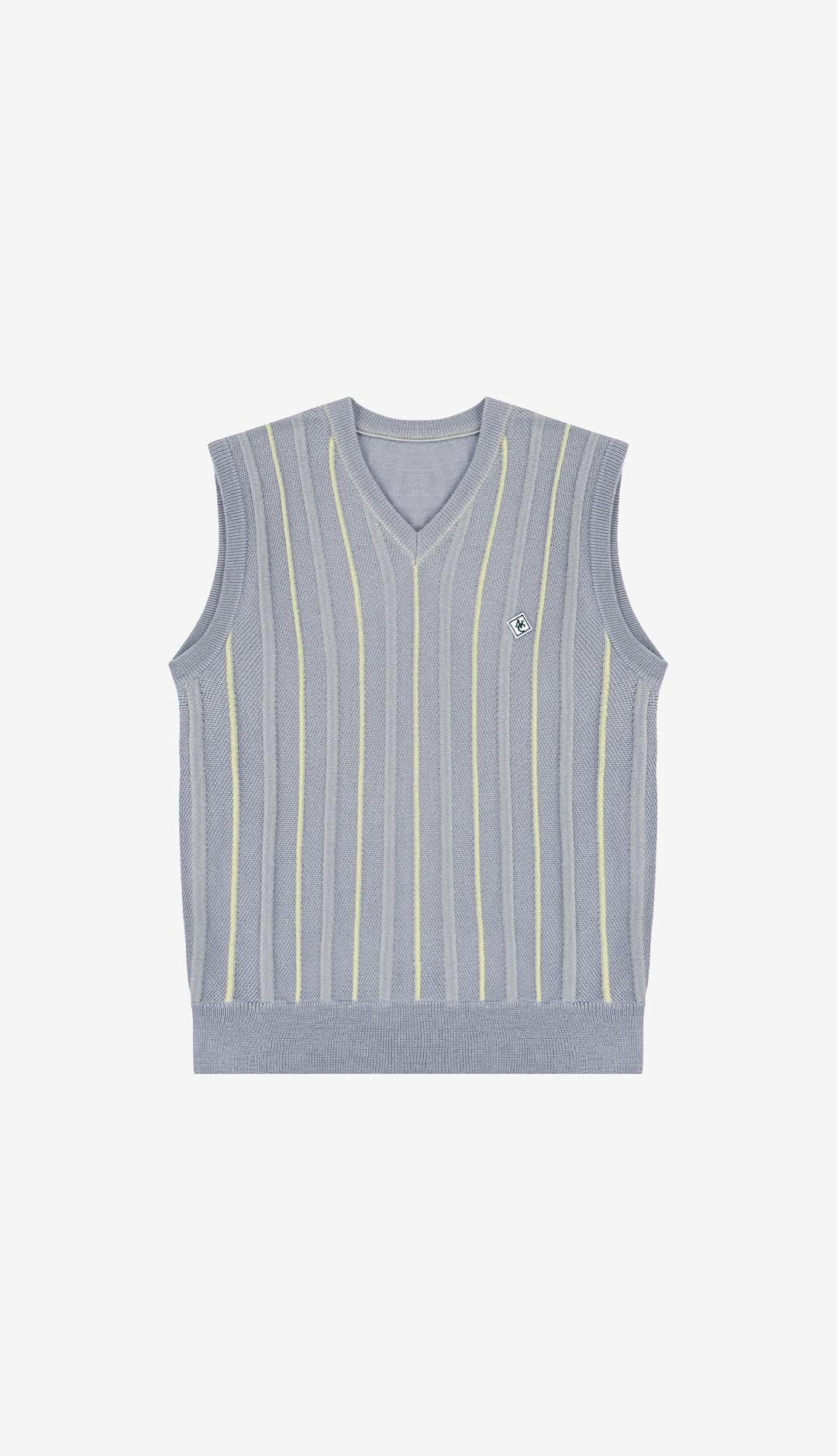 153. V-Neck Stripe Vest _ Grey