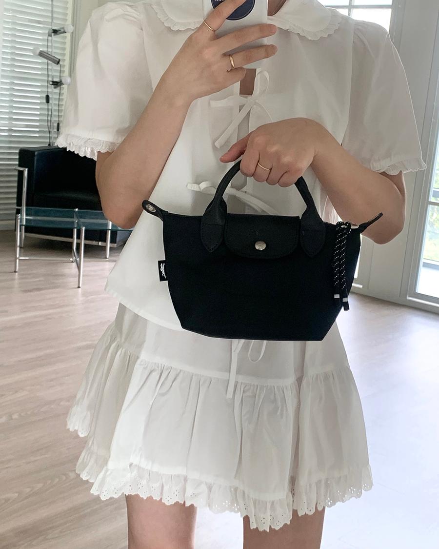 롱샴 르 플리아쥬 에너지 탑핸들백 XS (Black, Navy)