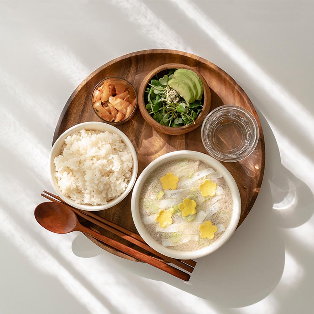 [쿠베르] 우드 빅 플레이트, 혼밥 트레이 나무 쟁반 카페 브런치 원목 그릇 L