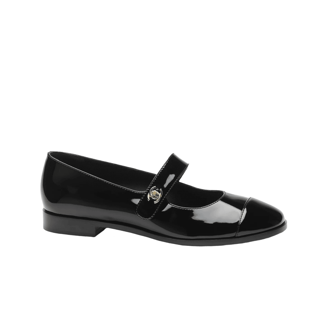 (W) Chanel Mary Jane Patent Calfskin & Black