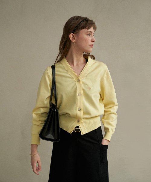 [Woman]클래식 V넥 니트 가디건_Butter Lemon