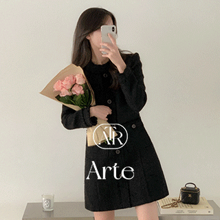 르블랑 트위드 블랙 원피스