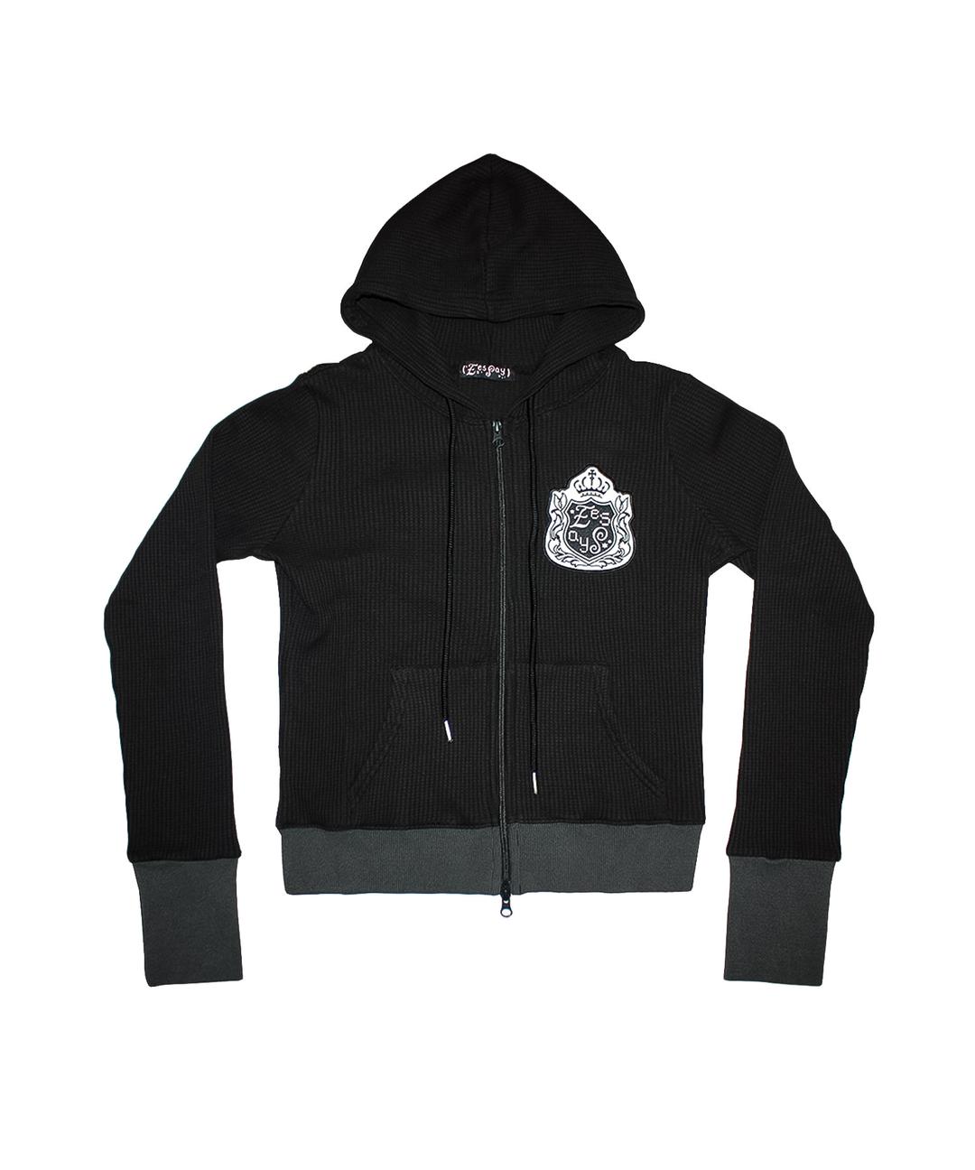 E.E WAFFLE HOODIE - BLACK