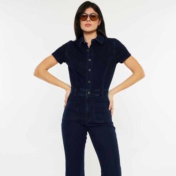 숏 슬리브 플레어 점프수트 다이어D